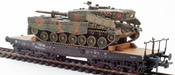 German Camoflaged Leopard 2A4 loaded on a six axle DB flat car  